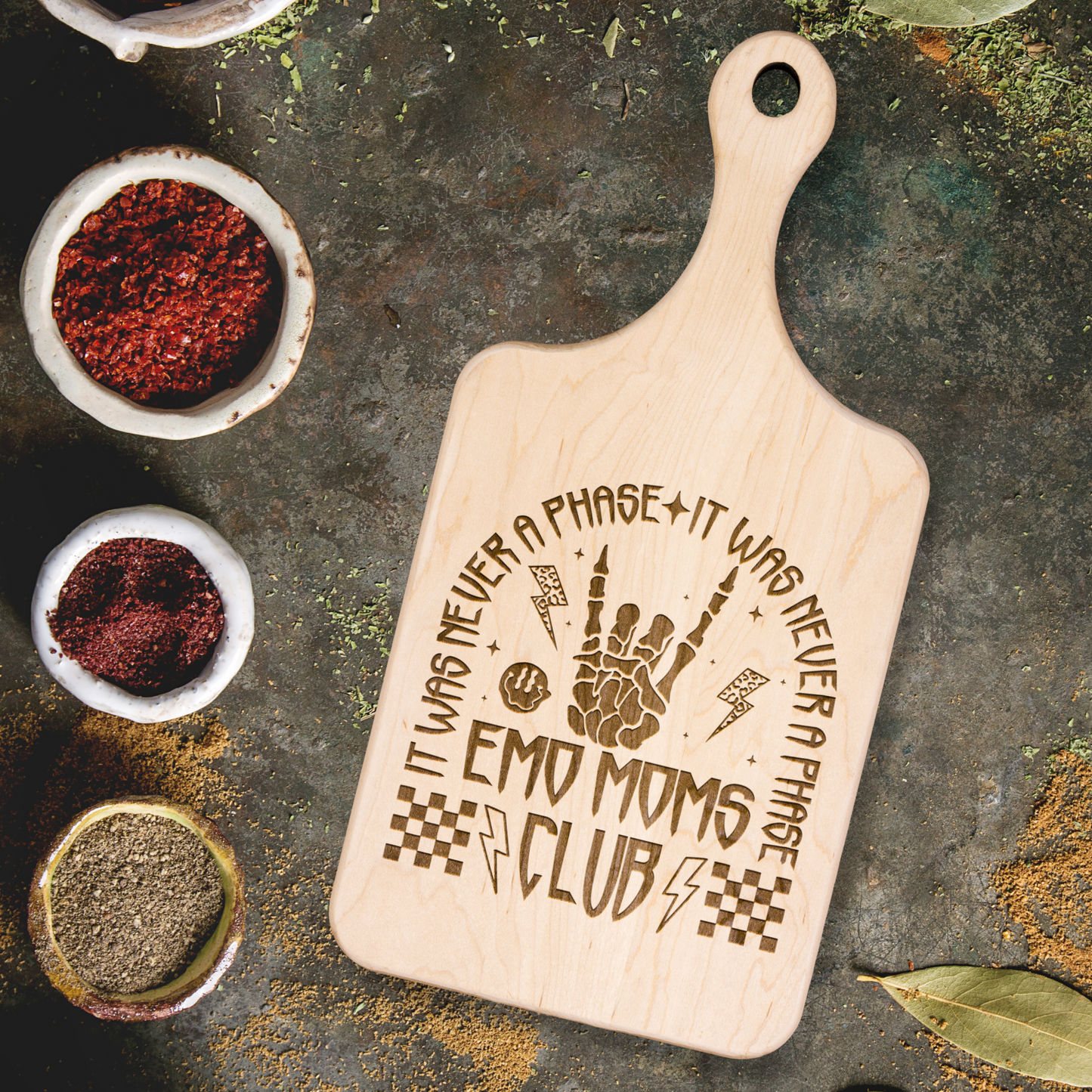 Emo Moms Club - Wood Charcuterie Cutting Board