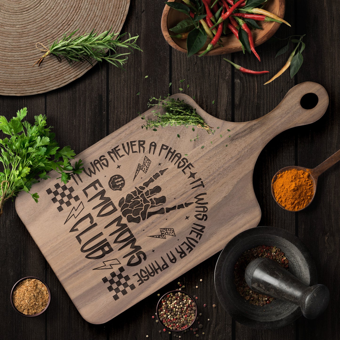 Emo Moms Club - Wood Charcuterie Cutting Board