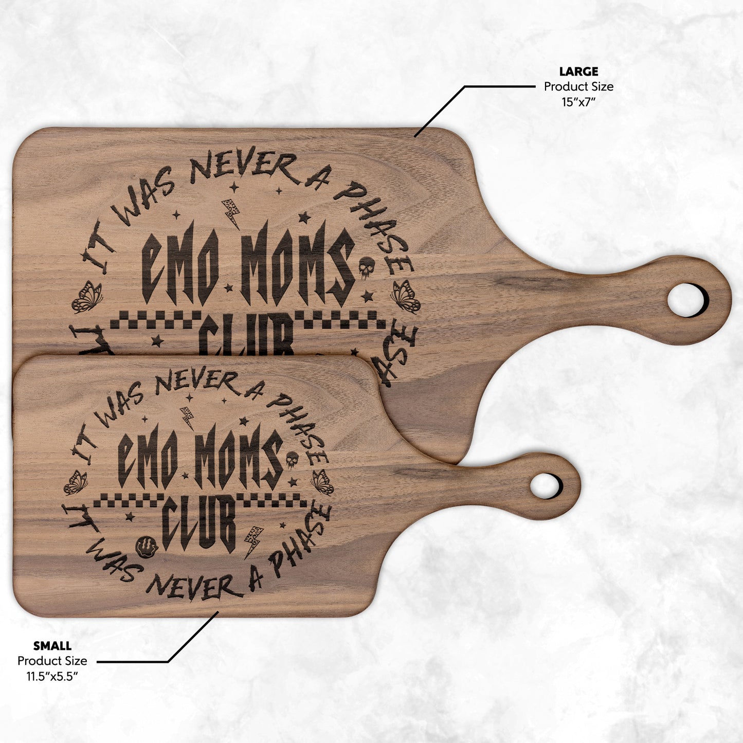 It Was Never a Phase Emo Moms Club - Wood Charcuterie Cutting Board