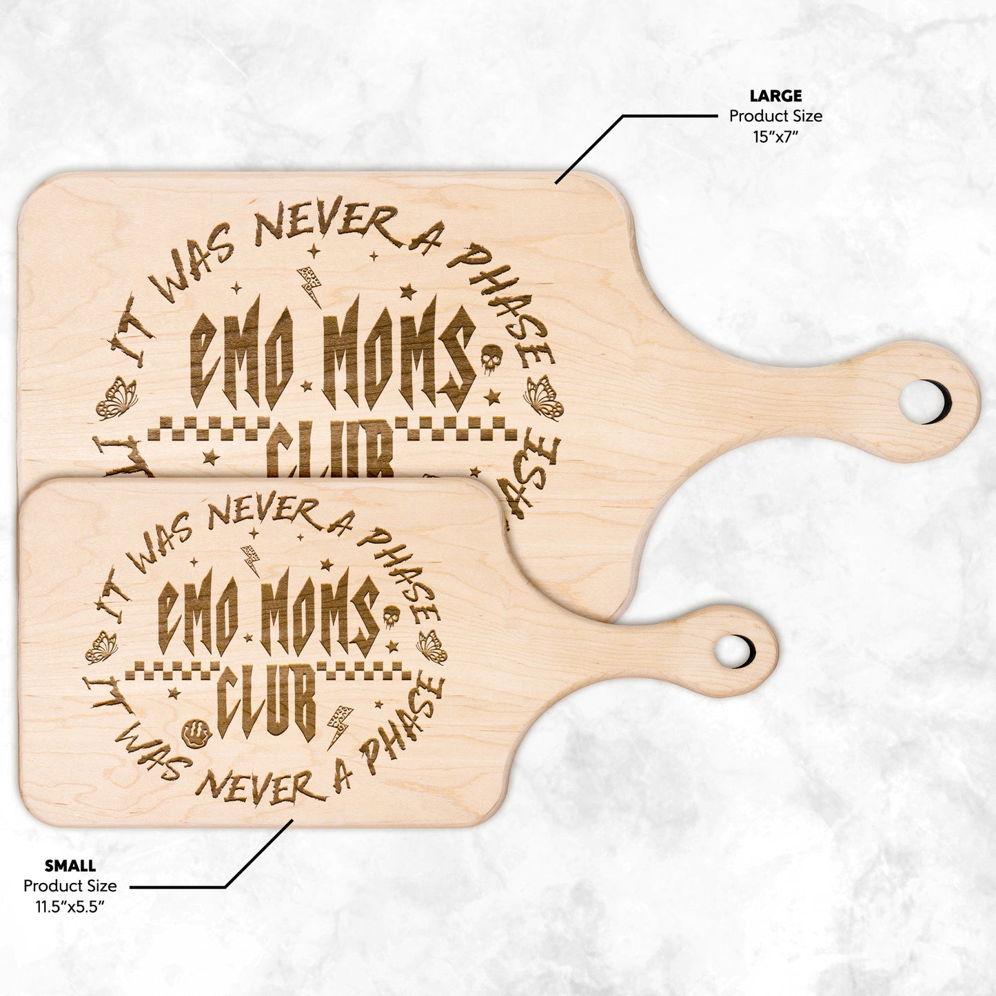 It Was Never a Phase Emo Moms Club - Wood Charcuterie Cutting Board