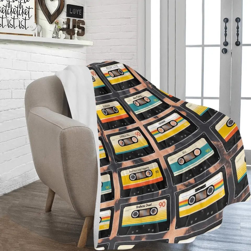 Retro Cassette Tape Ultra-Soft Microfleece Blanket - Customize Me!