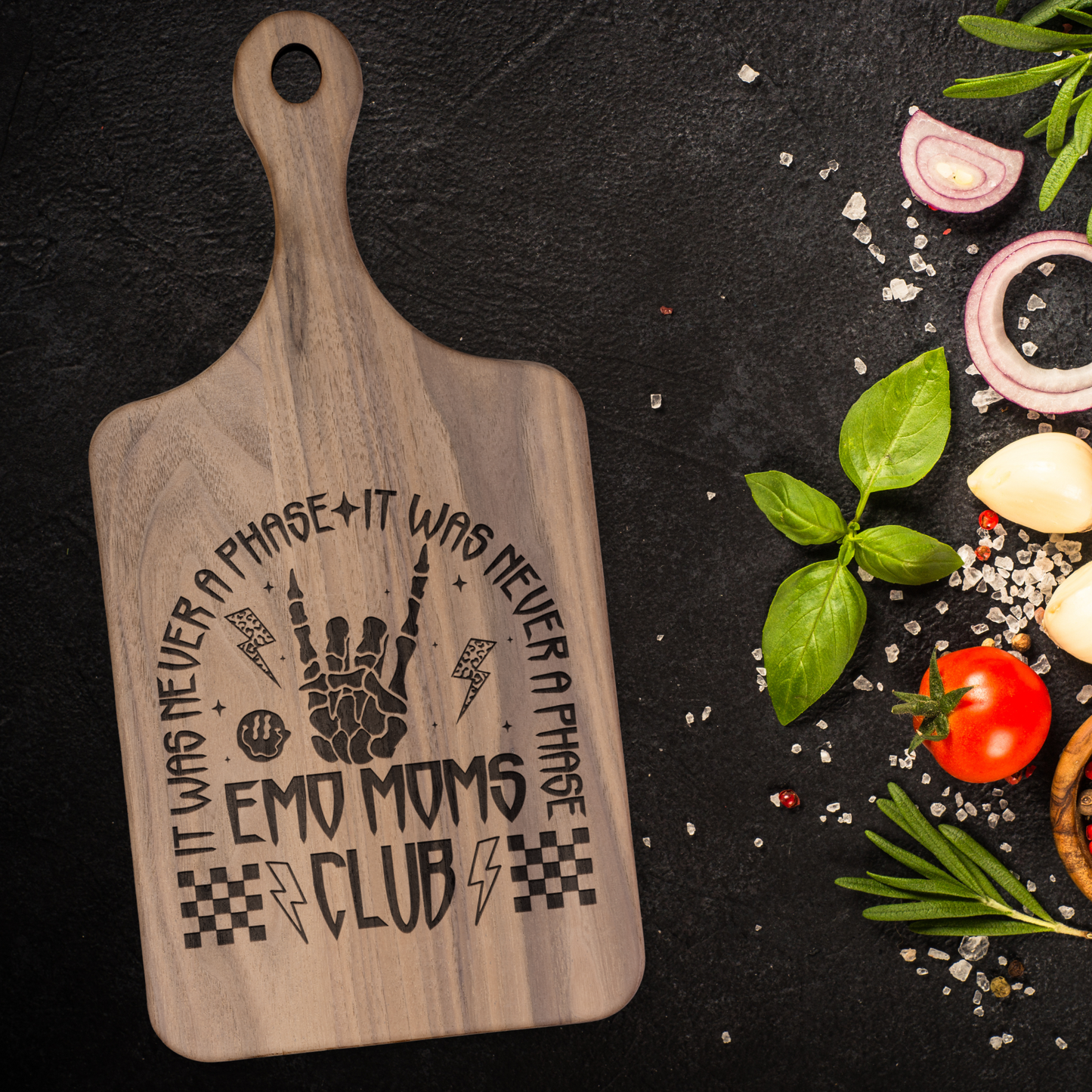 Emo Moms Club - Wood Charcuterie Cutting Board