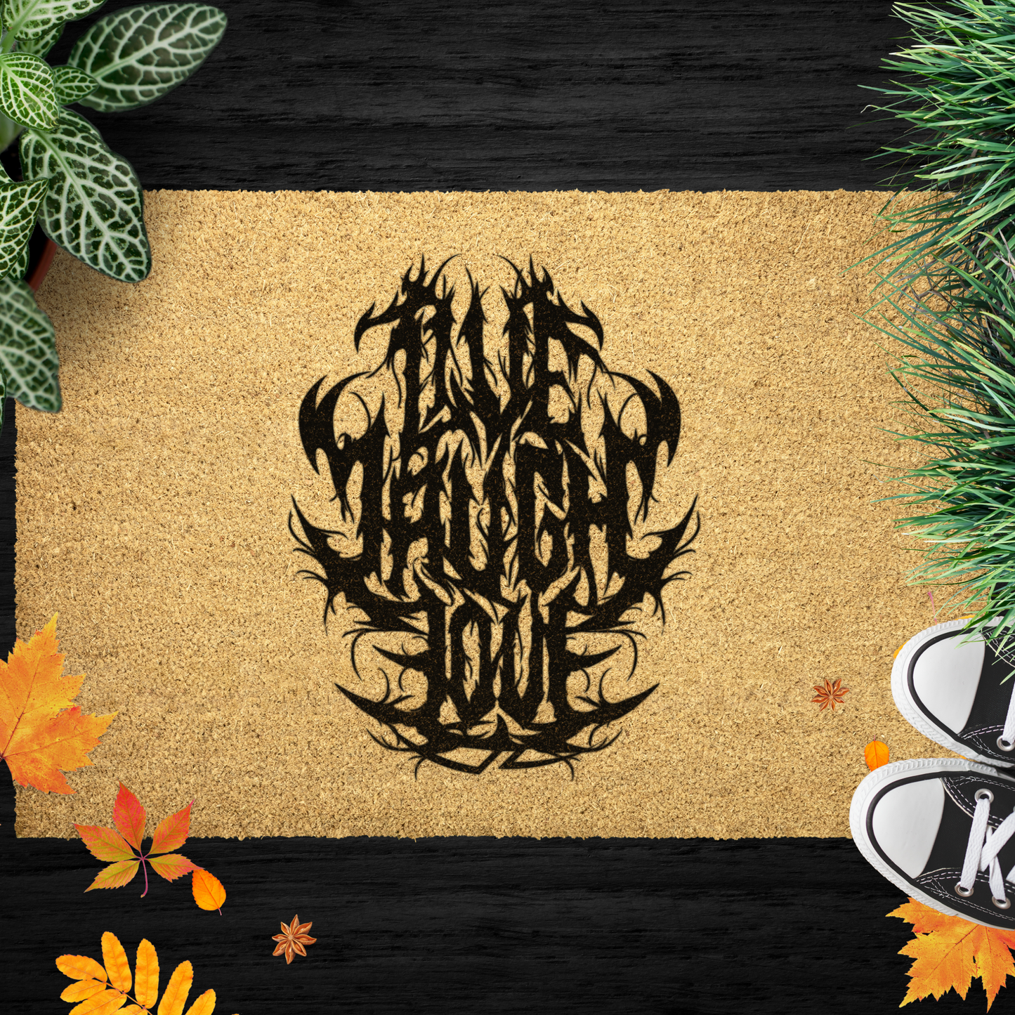 Live, Laugh, Love - But METAL - Outdoor Welcome Rug